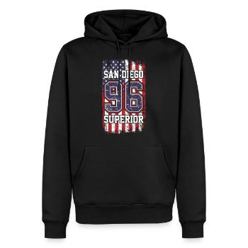 San Diego - Sweat à capuche Premium bio Homme - noir - Devant - Nico (187cm)