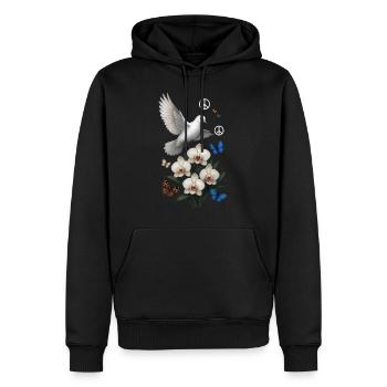 Weiße Taube - Männer Premium Bio Hoodie - Schwarz - Vorne - Nico (187cm)