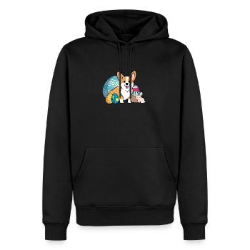 Ostern Corgi Hund süße Cartoon Stil Ostereier - Männer Premium Bio Hoodie - Schwarz - Vorne - Nico (187cm)