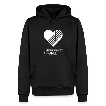 UNBEGRENZT LOVE by Unbegrenzt Apparel - Männer Premium Bio Hoodie - Schwarz - Vorne - Nico (187cm)