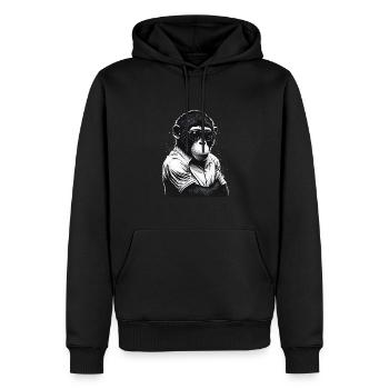 Cool monkey - Men’s Premium Organic Hoodie - black - Front - Nico (187cm)