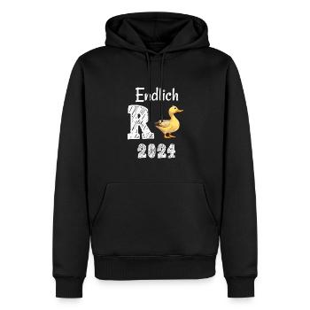 Rente 2024 mit Ente Rentner Ruhestand | R Ente - Männer Premium Bio Hoodie - Schwarz - Vorne - Nico (187cm)