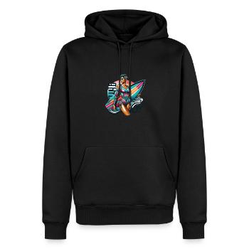Cool Surf Girl - Vintage Beach Vibes - Männer Premium Bio Hoodie - Schwarz - Vorne - Nico (187cm)
