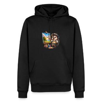 Niedlicher Igel als Maler Künstler - Männer Premium Bio Hoodie - Schwarz - Vorne - Nico (187cm)