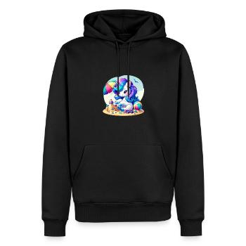 Einhorns Abenteuer am Sonnenstrand - Männer Premium Bio Hoodie - Schwarz - Vorne - Nico (187cm)