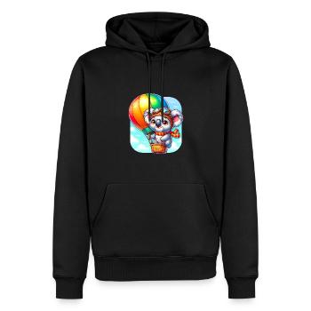 Koala fliegt im Heißluftballon für Koala Fan - Männer Premium Bio Hoodie - Schwarz - Vorne - Nico (187cm)