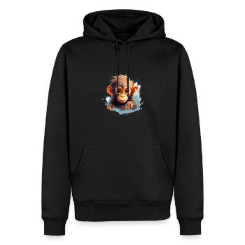 Niedlicher Affe für Kinder für Kinder - Männer Premium Bio Hoodie - Schwarz - Vorne - Nico (187cm)