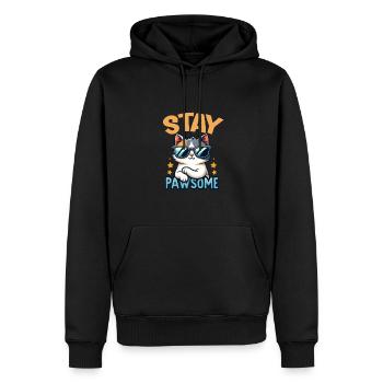 Stay Pawsome Katze für einen Katzenbesitzer - Männer Premium Bio Hoodie - Schwarz - Vorne - Nico (187cm)