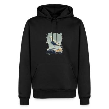 Vintage Seemöwe Nautischer Vogel - Männer Premium Bio Hoodie - Schwarz - Vorne - Nico (187cm)