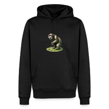 Lustiges Faultier beim Golfen - Männer Premium Bio Hoodie - Schwarz - Vorne - Nico (187cm)