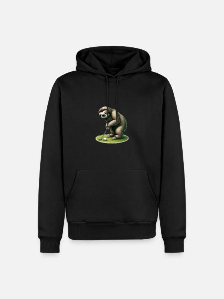 Lustiges Faultier beim Golfen - Männer Premium Bio Hoodie - Schwarz