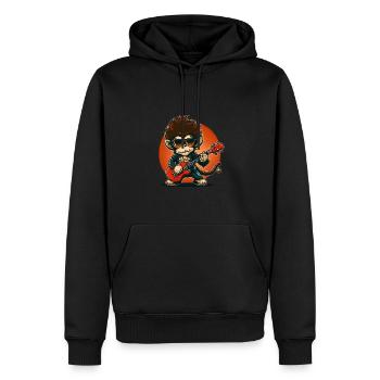 Affe Schimpanse spielt Acousitc Rock Gitarre - Männer Premium Bio Hoodie - Schwarz - Vorne - Nico (187cm)