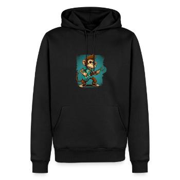 Affe Schimpanse spielt Acousitc Rock Gitarre - Männer Premium Bio Hoodie - Schwarz - Vorne - Nico (187cm)