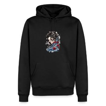 Geisha Kunst Japanische Kultur Floraler Kimono - Männer Premium Bio Hoodie - Schwarz - Vorne - Nico (187cm)