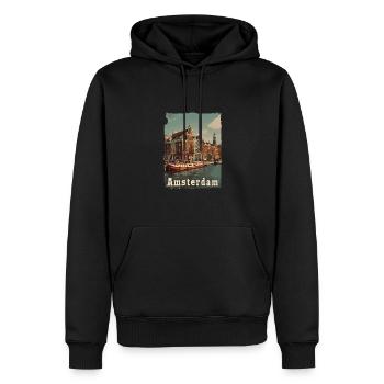 Vintage Amsterdam Kanal Niederlande Holland - Männer Premium Bio Hoodie - Schwarz - Vorne - Nico (187cm)