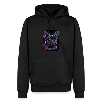 Französische Bulldogge Hund Mops - Männer Premium Bio Hoodie - Schwarz - Vorne - Nico (187cm)