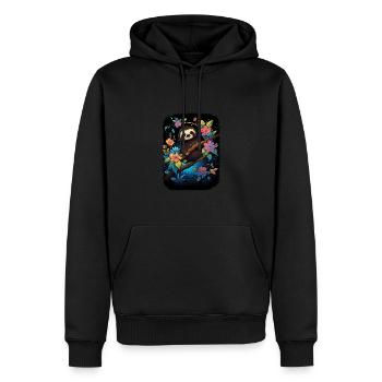 Faultier Niedliches Tier Floraler Nachthimmel - Männer Premium Bio Hoodie - Schwarz - Vorne - Nico (187cm)