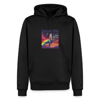 Astronaut reitet T-Rex Dinosaurier - Männer Premium Bio Hoodie - Schwarz - Vorne - Nico (187cm)