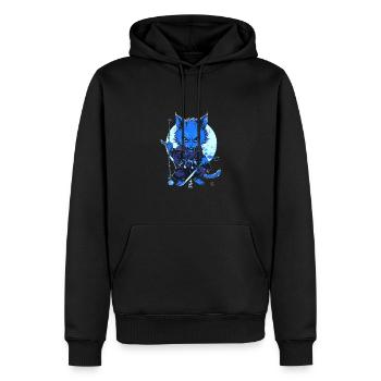 Japanische Katze Samurai Style für Katzen Fans - Männer Premium Bio Hoodie - Schwarz - Vorne - Nico (187cm)