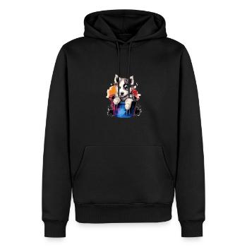 Siberian Husky Niedlicher Hund Farbeimer - Männer Premium Bio Hoodie - Schwarz - Vorne - Nico (187cm)