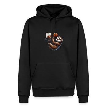 Lustiges Faultier spielt Basketball für - Männer Premium Bio Hoodie - Schwarz - Vorne - Nico (187cm)