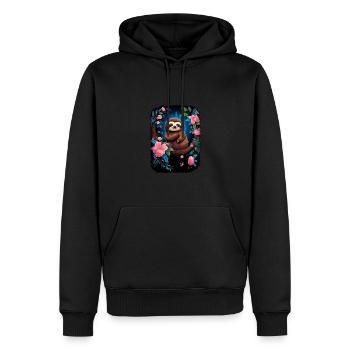 Faultier Niedliches Tier Floraler Nachthimmel - Männer Premium Bio Hoodie - Schwarz - Vorne - Nico (187cm)