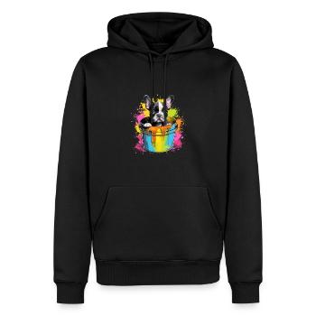 Boston Terrier Niedlicher Hund Farbeimer - Männer Premium Bio Hoodie - Schwarz - Vorne - Nico (187cm)