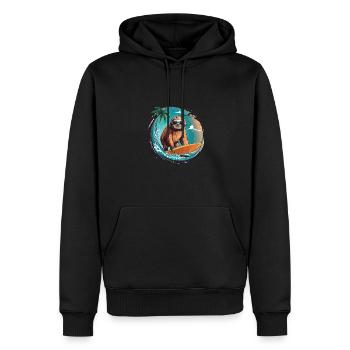 Surfer Faultier Tropischer Strand Welle Surfen - Männer Premium Bio Hoodie - Schwarz - Vorne - Nico (187cm)