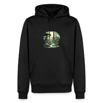 Von der Natur inspirierte landschaftliche Kunst - Männer Premium Bio Hoodie - Schwarz - Vorne - Nico (187cm)