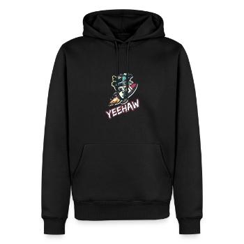 Weltraum-Cowboy reitet eine Rakete Yeehaw-Slogan - Männer Premium Bio Hoodie - Schwarz - Vorne - Nico (187cm)