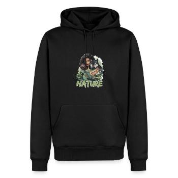 Natur Wolf Eule Schildkröte Frau für - Männer Premium Bio Hoodie - Schwarz - Vorne - Nico (187cm)