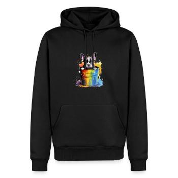 Französische Bulldogge Niedlicher Hund Farbeimer - Männer Premium Bio Hoodie - Schwarz - Vorne - Nico (187cm)
