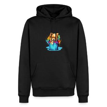 Zwergspitz Niedlicher Pomeranian Hund Farbeimer - Männer Premium Bio Hoodie - Schwarz - Vorne - Nico (187cm)