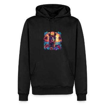 Alpaka Lama Blumen für Alpakaliebhaber - Männer Premium Bio Hoodie - Schwarz - Vorne - Nico (187cm)