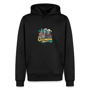 Kolumbien Stadtbild mit künstlerischem Skyline - Männer Premium Bio Hoodie - Schwarz - Vorne - Nico (187cm)