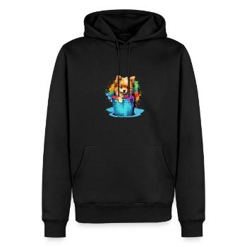 Zwergspitz Niedlicher Pomeranian Hund Farbeimer - Männer Premium Bio Hoodie - Schwarz - Vorne - Nico (187cm)
