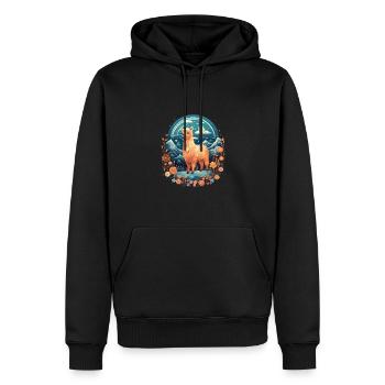 Alpaka Lama Blumen für Alpakaliebhaber - Männer Premium Bio Hoodie - Schwarz - Vorne - Nico (187cm)