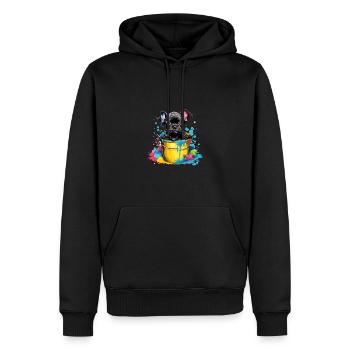 Französische Bulldogge Niedlicher Hund Farbeimer - Männer Premium Bio Hoodie - Schwarz - Vorne - Nico (187cm)