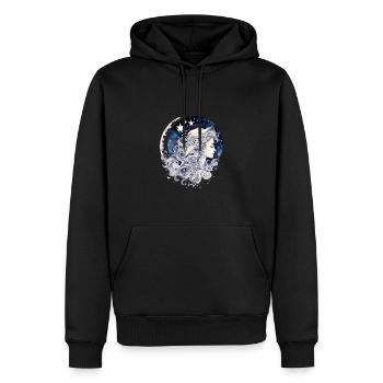 Frauen Mond Sterne Silhouette Sternennacht - Männer Premium Bio Hoodie - Schwarz - Vorne - Nico (187cm)