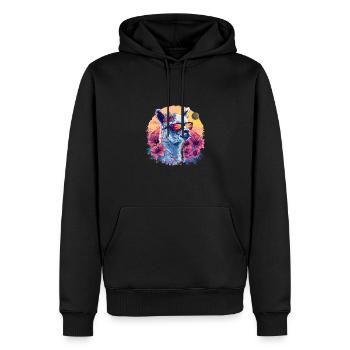 Alpaka Lama Blumen für Alpakaliebhaber - Männer Premium Bio Hoodie - Schwarz - Vorne - Nico (187cm)