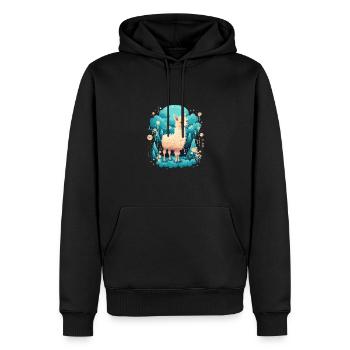 Alpaka Lama Blumen für Alpakaliebhaber - Männer Premium Bio Hoodie - Schwarz - Vorne - Nico (187cm)
