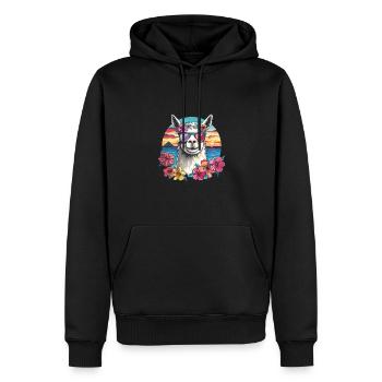 Alpaka Lama Blumen für Alpakaliebhaber - Männer Premium Bio Hoodie - Schwarz - Vorne - Nico (187cm)