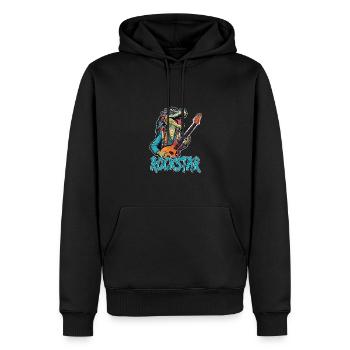 Reptil-Musiker mit E-Gitarre - Männer Premium Bio Hoodie - Schwarz - Vorne - Nico (187cm)