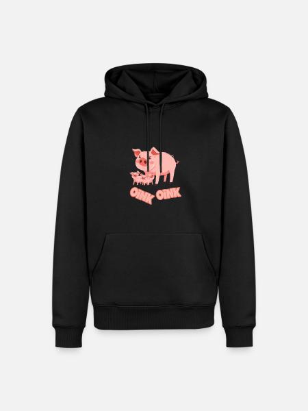 Schweinchen Schwein Oink - Männer Premium Bio Hoodie - Schwarz