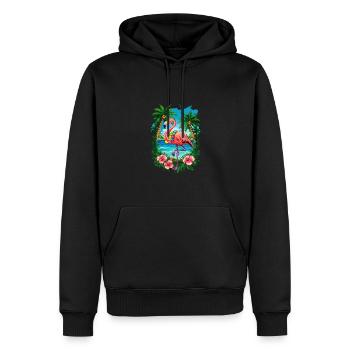 Tropical Flamingo Summer Vibes Beach Scene - Männer Premium Bio Hoodie - Schwarz - Vorne - Nico (187cm)
