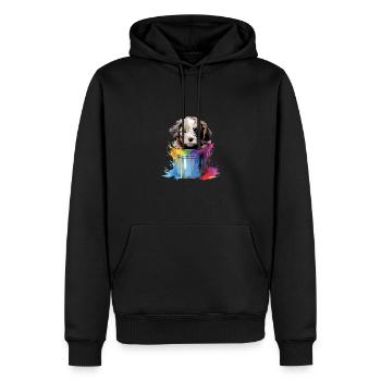 Niedlicher Hund Farbeimer für einen Hundebesitzer - Männer Premium Bio Hoodie - Schwarz - Vorne - Nico (187cm)
