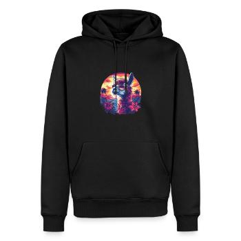 Alpaka Lama Blumen für Alpakaliebhaber - Männer Premium Bio Hoodie - Schwarz - Vorne - Nico (187cm)