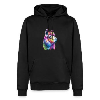 Alpaka Lama für Alpakaliebhaber - Männer Premium Bio Hoodie - Schwarz - Vorne - Nico (187cm)