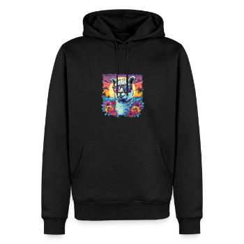 Alpaka Lama Blumen für Alpakaliebhaber - Männer Premium Bio Hoodie - Schwarz - Vorne - Nico (187cm)