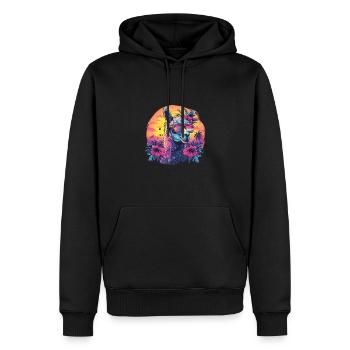 Alpaka Lama Blumen für Alpakaliebhaber - Männer Premium Bio Hoodie - Schwarz - Vorne - Nico (187cm)